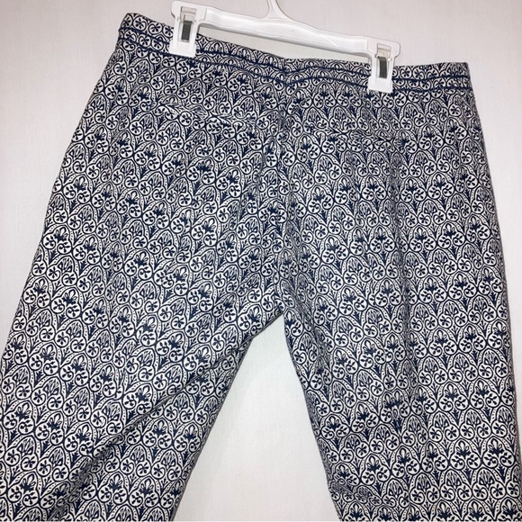 Tory Burch  Heidi Jacquard Print Navy&White Stretch  Slim Fit Pants Size 6 - Picture 9 of 14